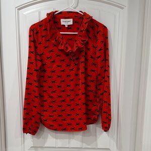 Elizabeth McKay Red Horse Print Blouse
